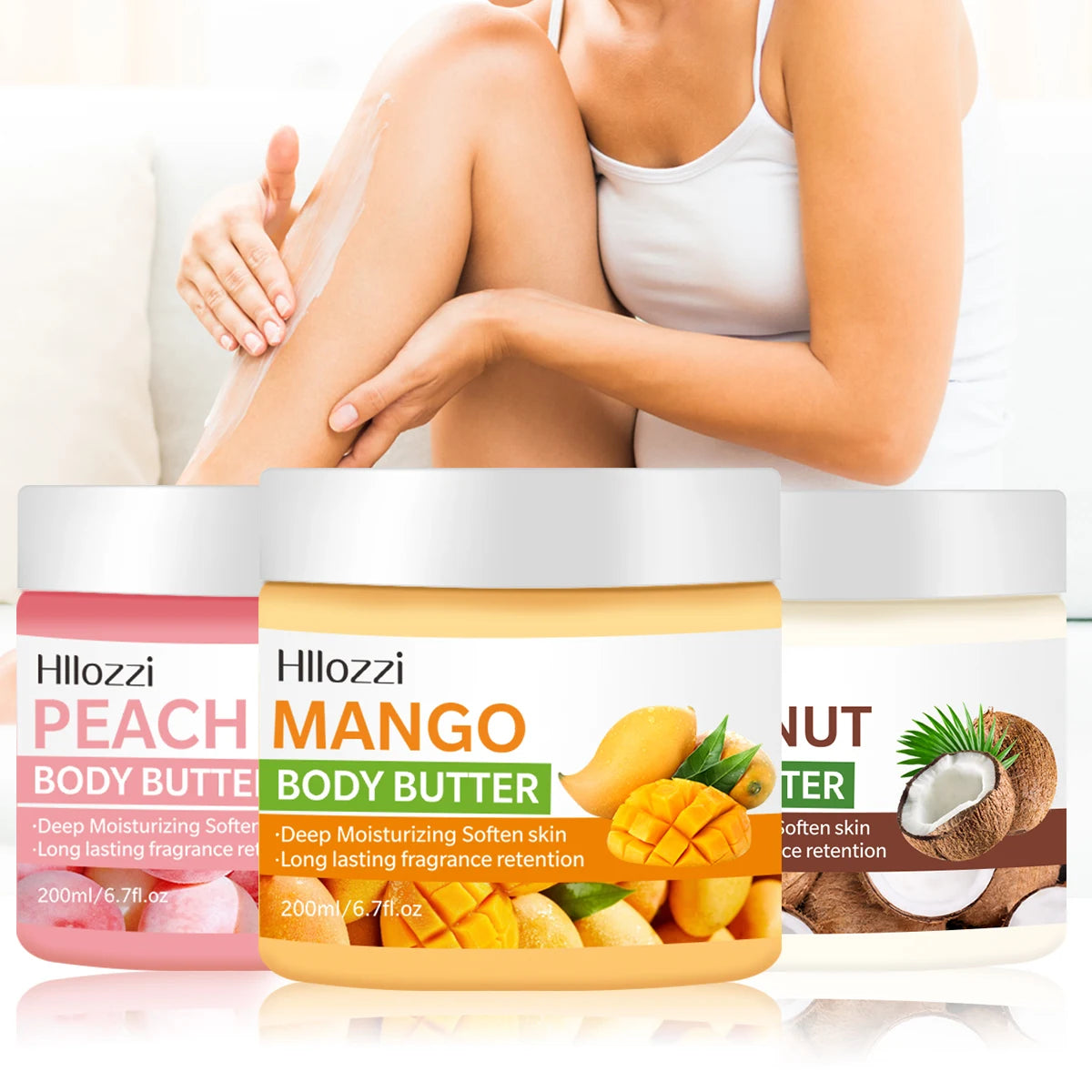 Mango/Peach/Coconut Body Butter Soothes Dry Skin Nourishing Moisturizer Smoothes Rough Skin Deep Hydration Body Cream