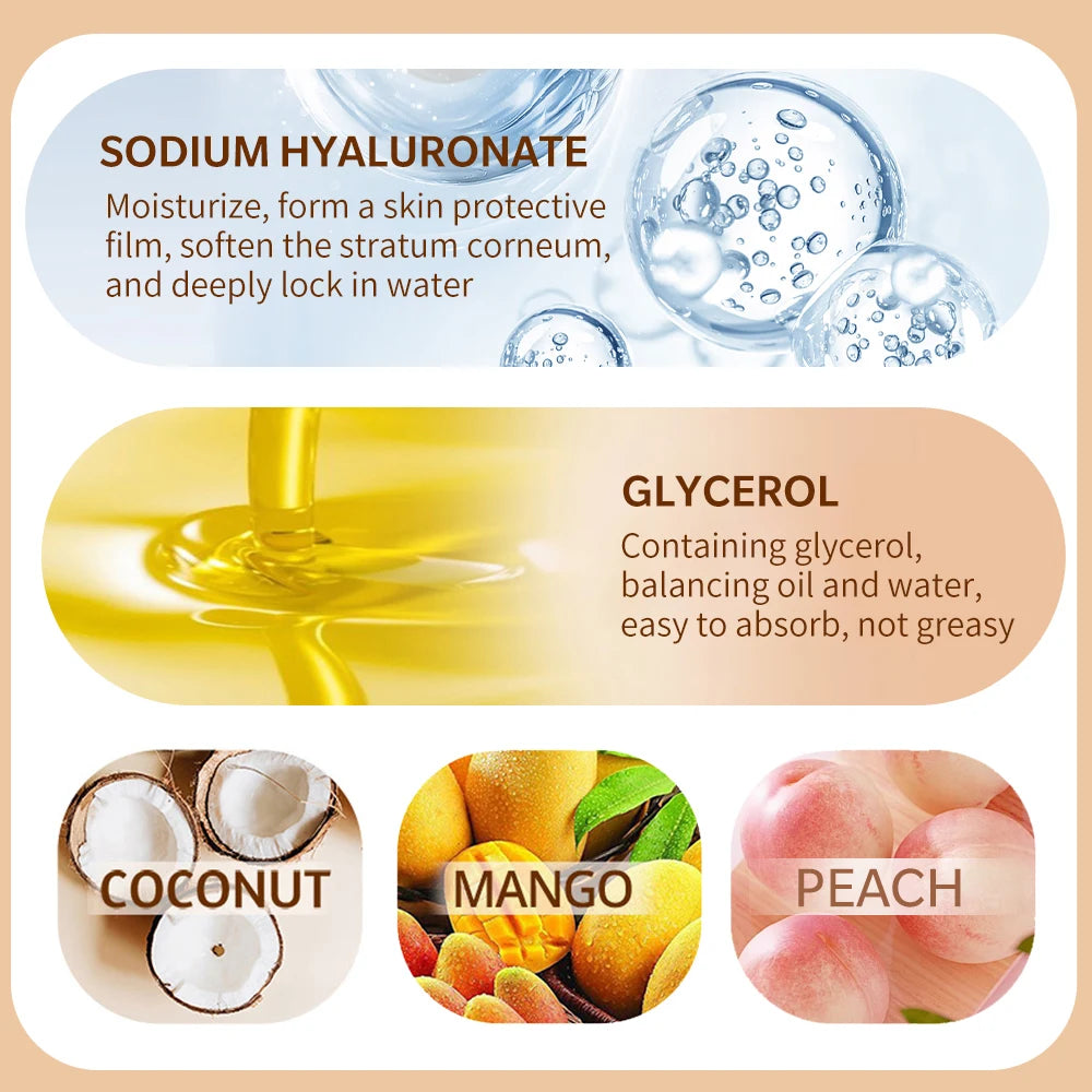 Mango/Peach/Coconut Body Butter Soothes Dry Skin Nourishing Moisturizer Smoothes Rough Skin Deep Hydration Body Cream