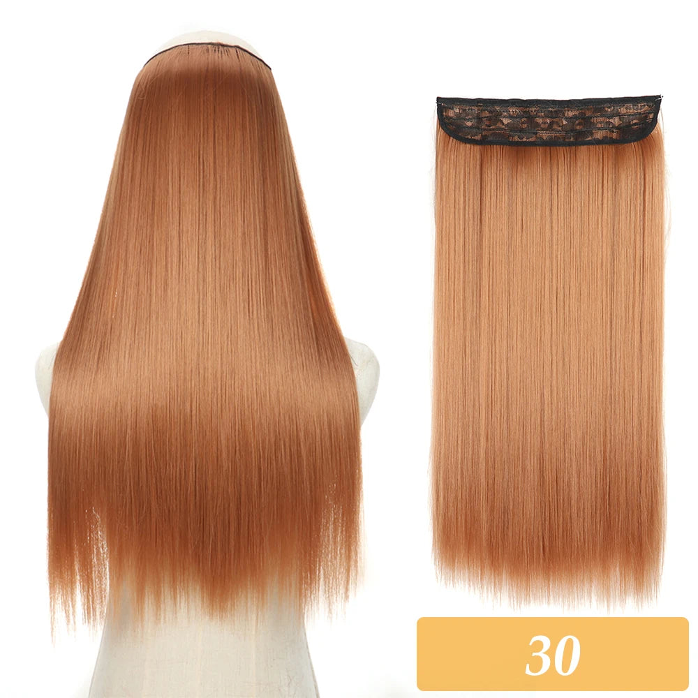 16" 22" Hair Extensions No Clip in Color Mixing Blonde Black Gray Synthetic Natural False Artificial Hair Piece For Women