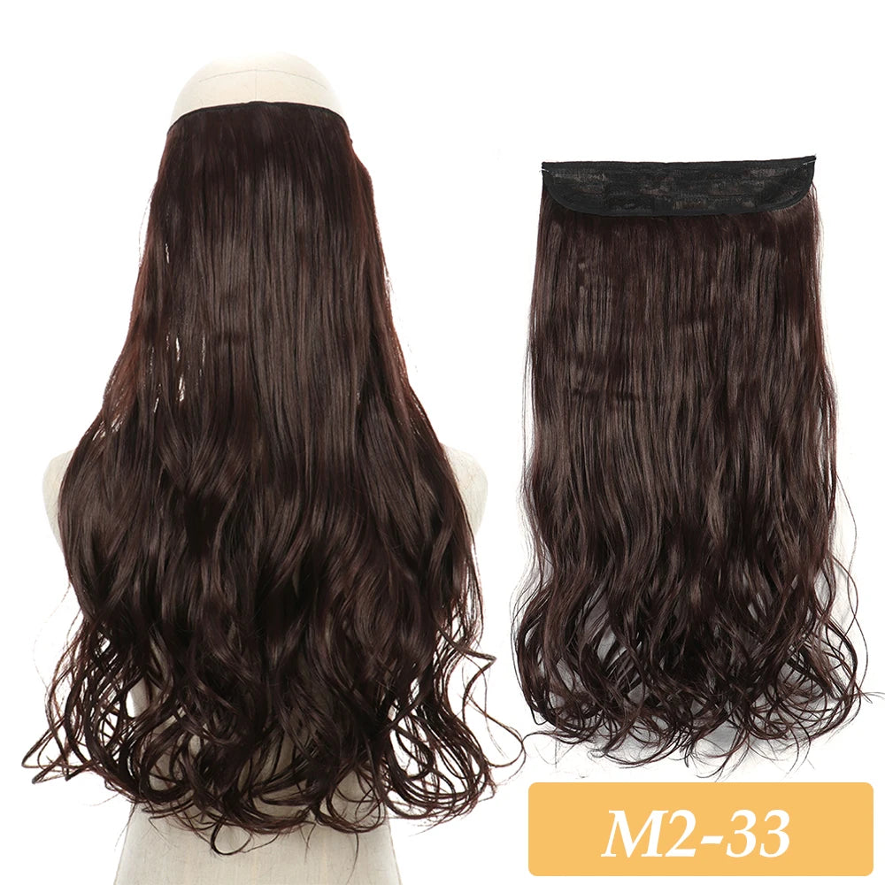 16" 22" Hair Extensions No Clip in Color Mixing Blonde Black Gray Synthetic Natural False Artificial Hair Piece For Women