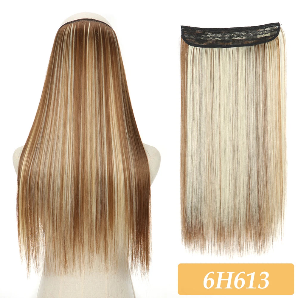 16" 22" Hair Extensions No Clip in Color Mixing Blonde Black Gray Synthetic Natural False Artificial Hair Piece For Women