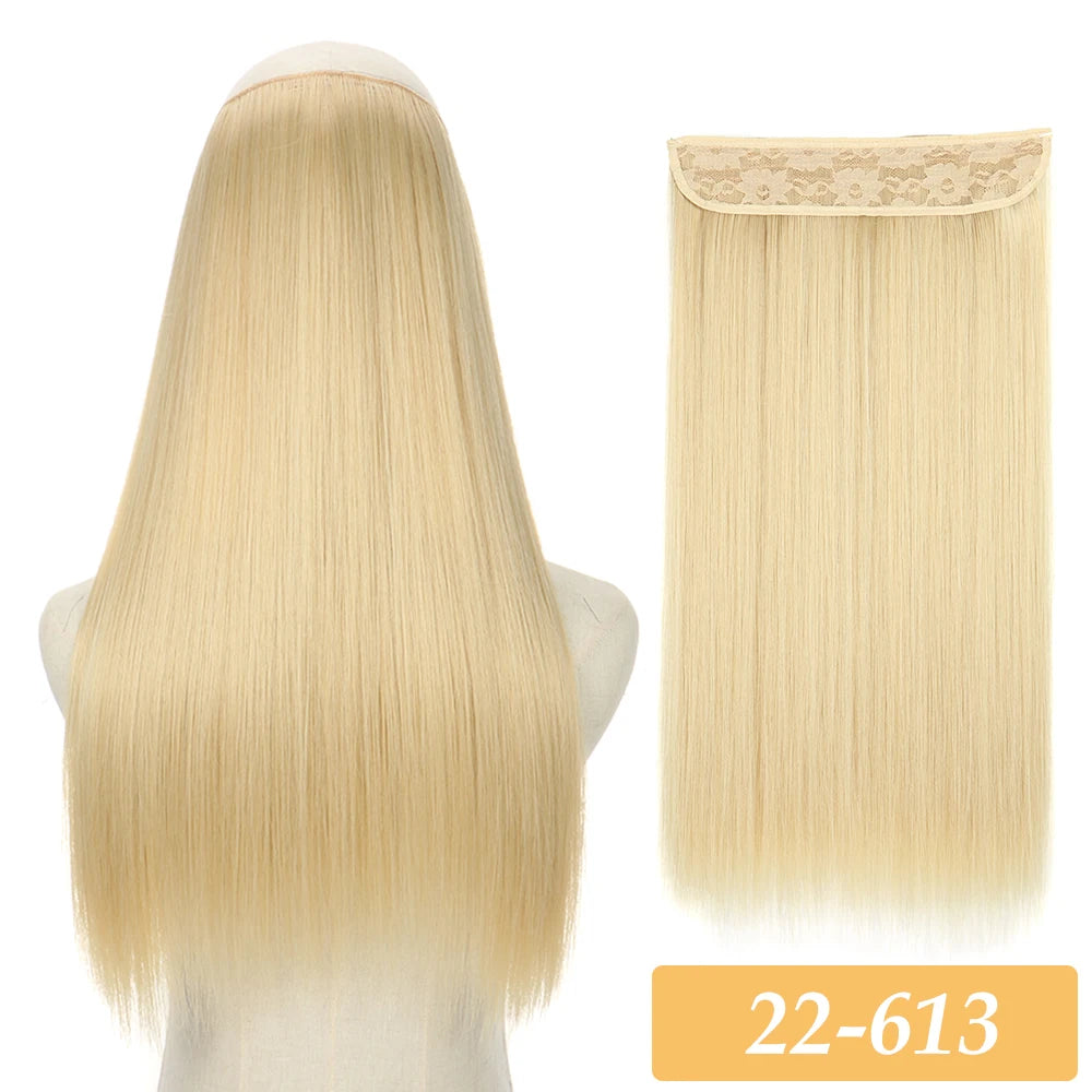 16" 22" Hair Extensions No Clip in Color Mixing Blonde Black Gray Synthetic Natural False Artificial Hair Piece For Women