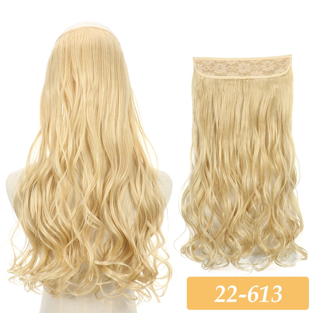 16" 22" Hair Extensions No Clip in Color Mixing Blonde Black Gray Synthetic Natural False Artificial Hair Piece For Women
