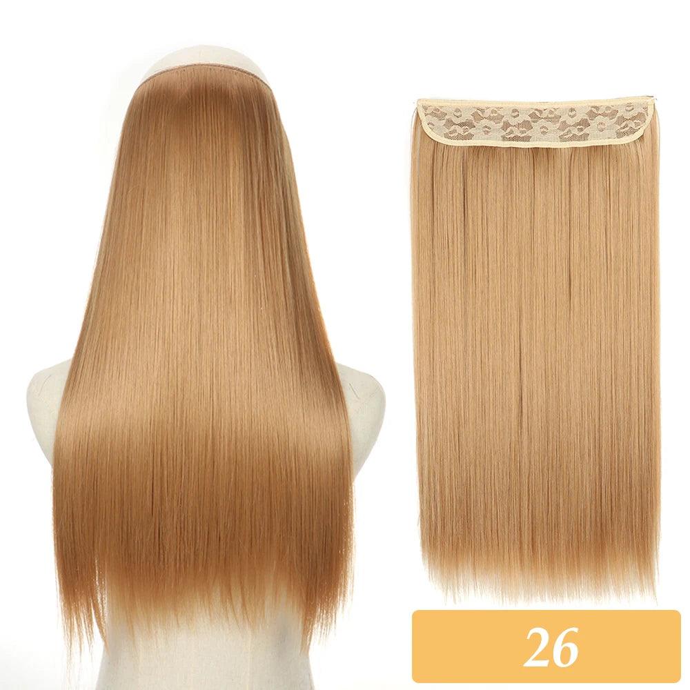 16" 22" Hair Extensions No Clip in Color Mixing Blonde Black Gray Synthetic Natural False Artificial Hair Piece For Women