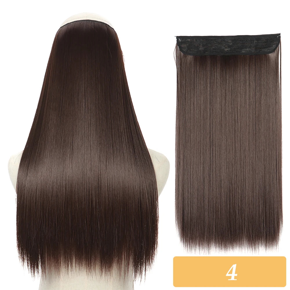 16" 22" Hair Extensions No Clip in Color Mixing Blonde Black Gray Synthetic Natural False Artificial Hair Piece For Women