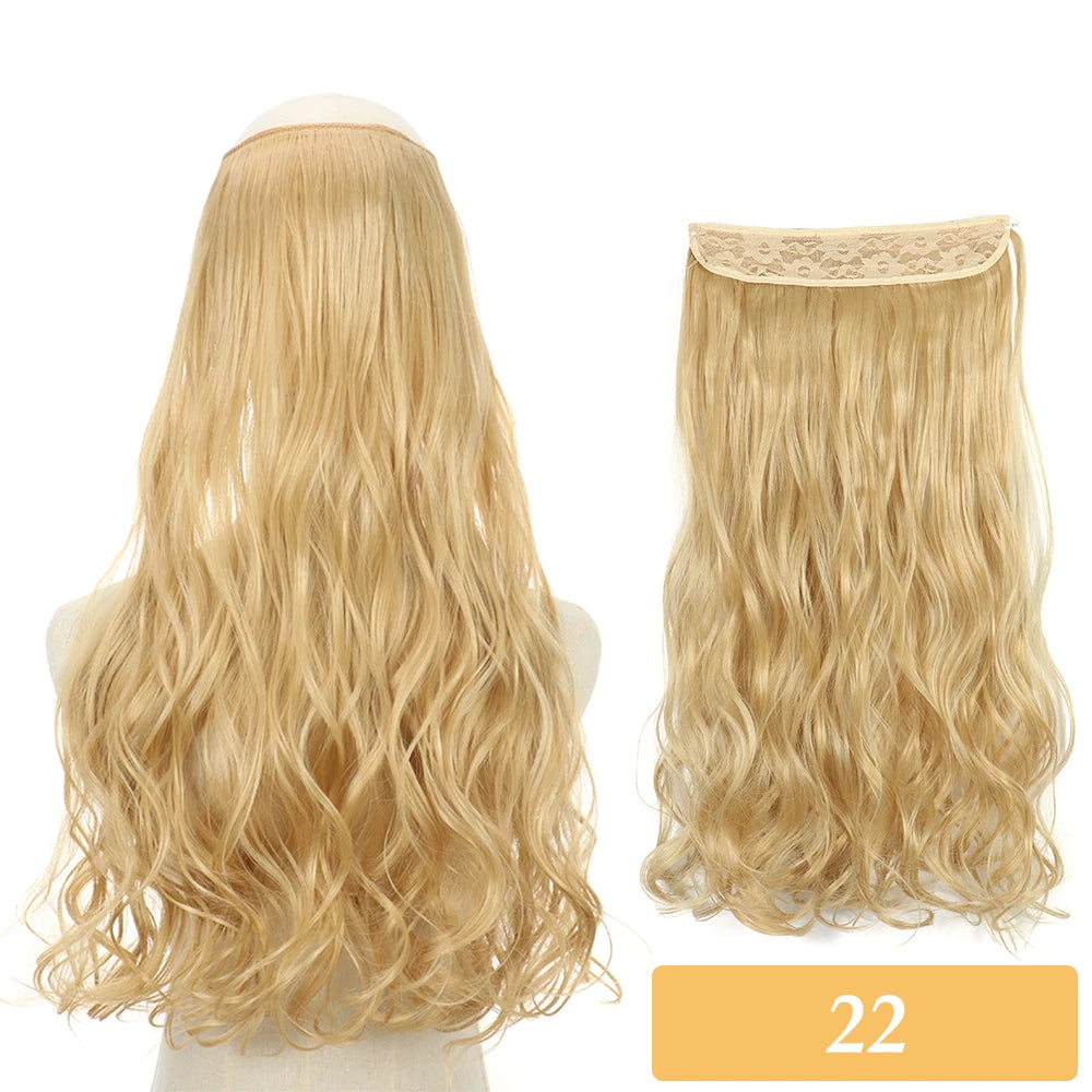 16" 22" Hair Extensions No Clip in Color Mixing Blonde Black Gray Synthetic Natural False Artificial Hair Piece For Women