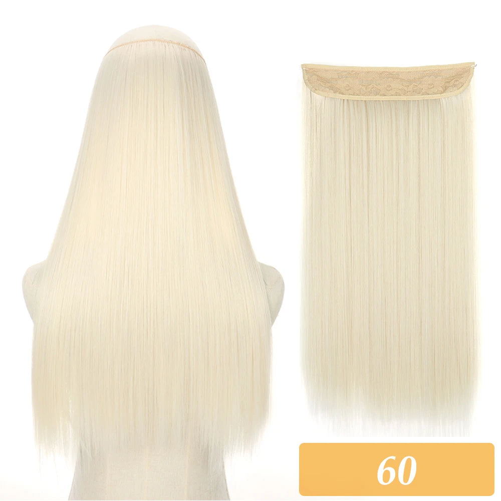 16" 22" Hair Extensions No Clip in Color Mixing Blonde Black Gray Synthetic Natural False Artificial Hair Piece For Women
