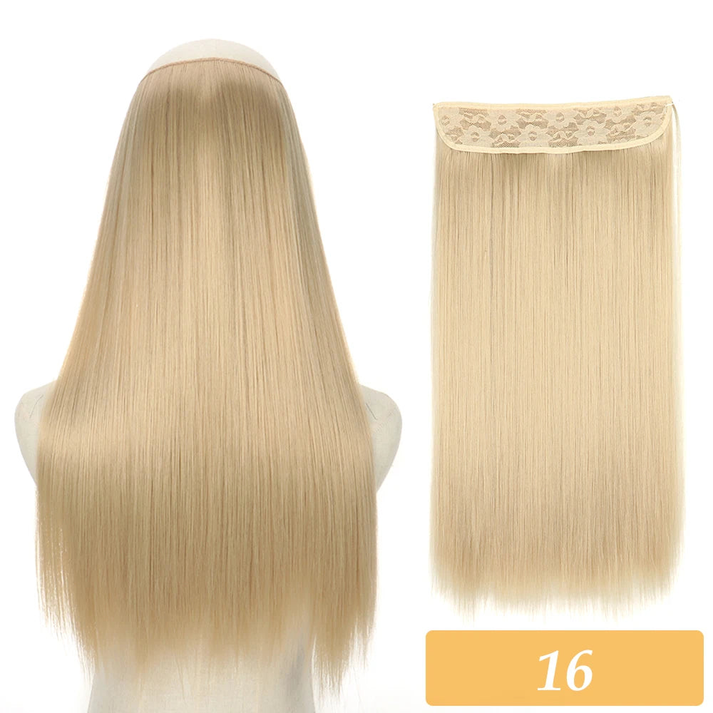 16" 22" Hair Extensions No Clip in Color Mixing Blonde Black Gray Synthetic Natural False Artificial Hair Piece For Women
