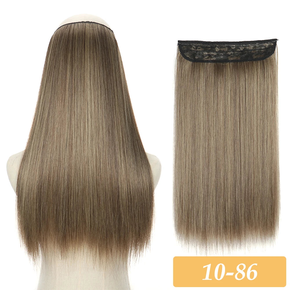 16" 22" Hair Extensions No Clip in Color Mixing Blonde Black Gray Synthetic Natural False Artificial Hair Piece For Women