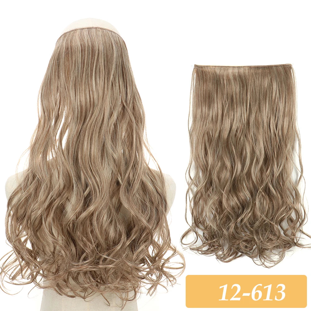 16" 22" Hair Extensions No Clip in Color Mixing Blonde Black Gray Synthetic Natural False Artificial Hair Piece For Women