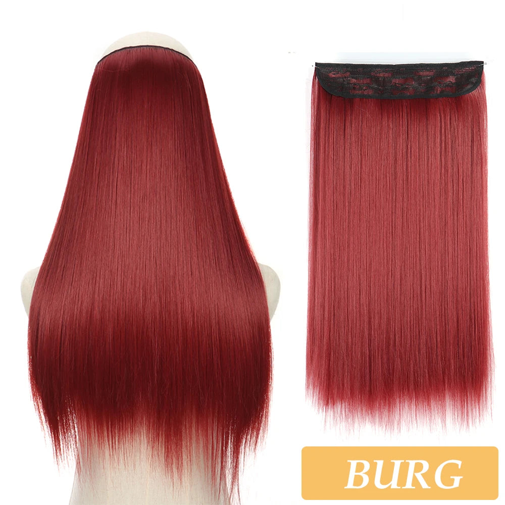 16" 22" Hair Extensions No Clip in Color Mixing Blonde Black Gray Synthetic Natural False Artificial Hair Piece For Women