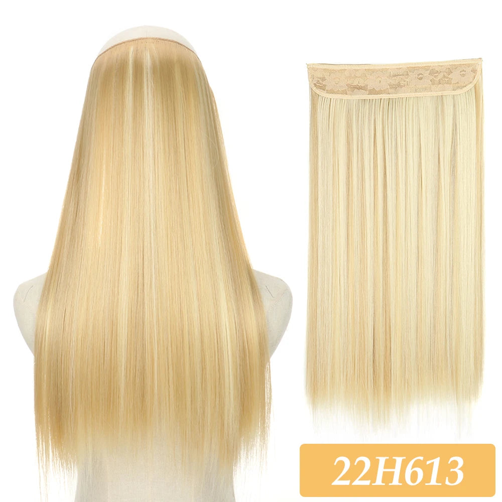 16" 22" Hair Extensions No Clip in Color Mixing Blonde Black Gray Synthetic Natural False Artificial Hair Piece For Women