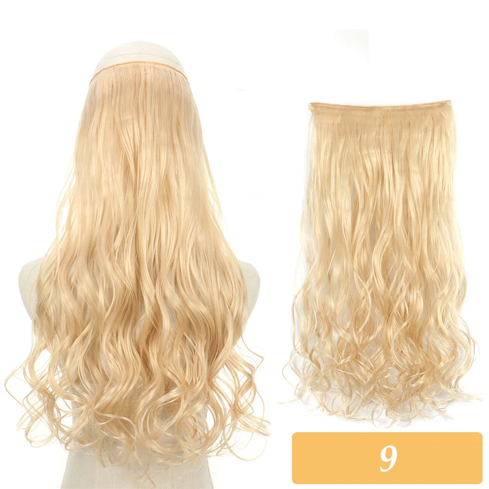 16" 22" Hair Extensions No Clip in Color Mixing Blonde Black Gray Synthetic Natural False Artificial Hair Piece For Women
