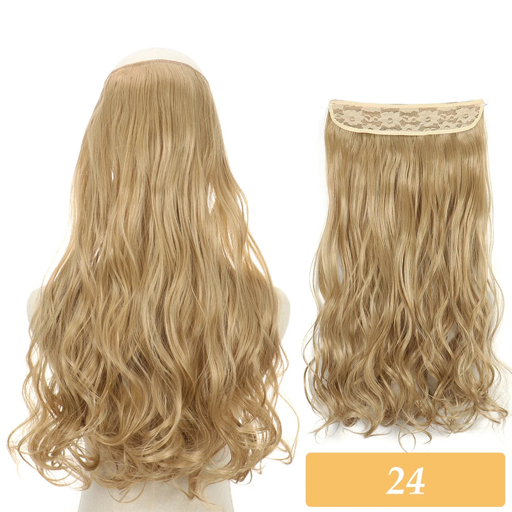 16" 22" Hair Extensions No Clip in Color Mixing Blonde Black Gray Synthetic Natural False Artificial Hair Piece For Women