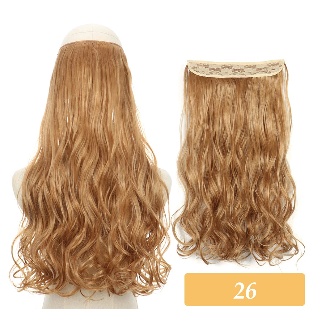 16" 22" Hair Extensions No Clip in Color Mixing Blonde Black Gray Synthetic Natural False Artificial Hair Piece For Women