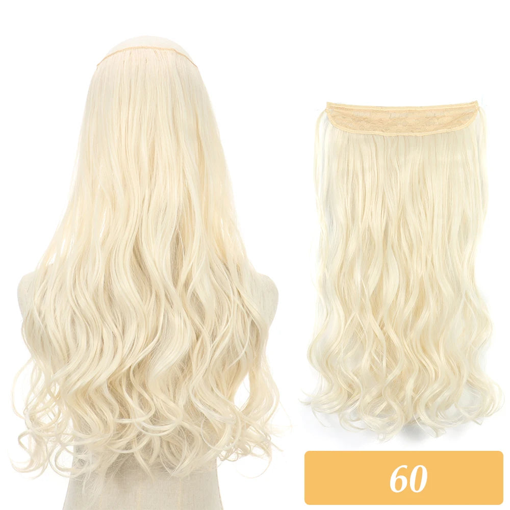 16" 22" Hair Extensions No Clip in Color Mixing Blonde Black Gray Synthetic Natural False Artificial Hair Piece For Women