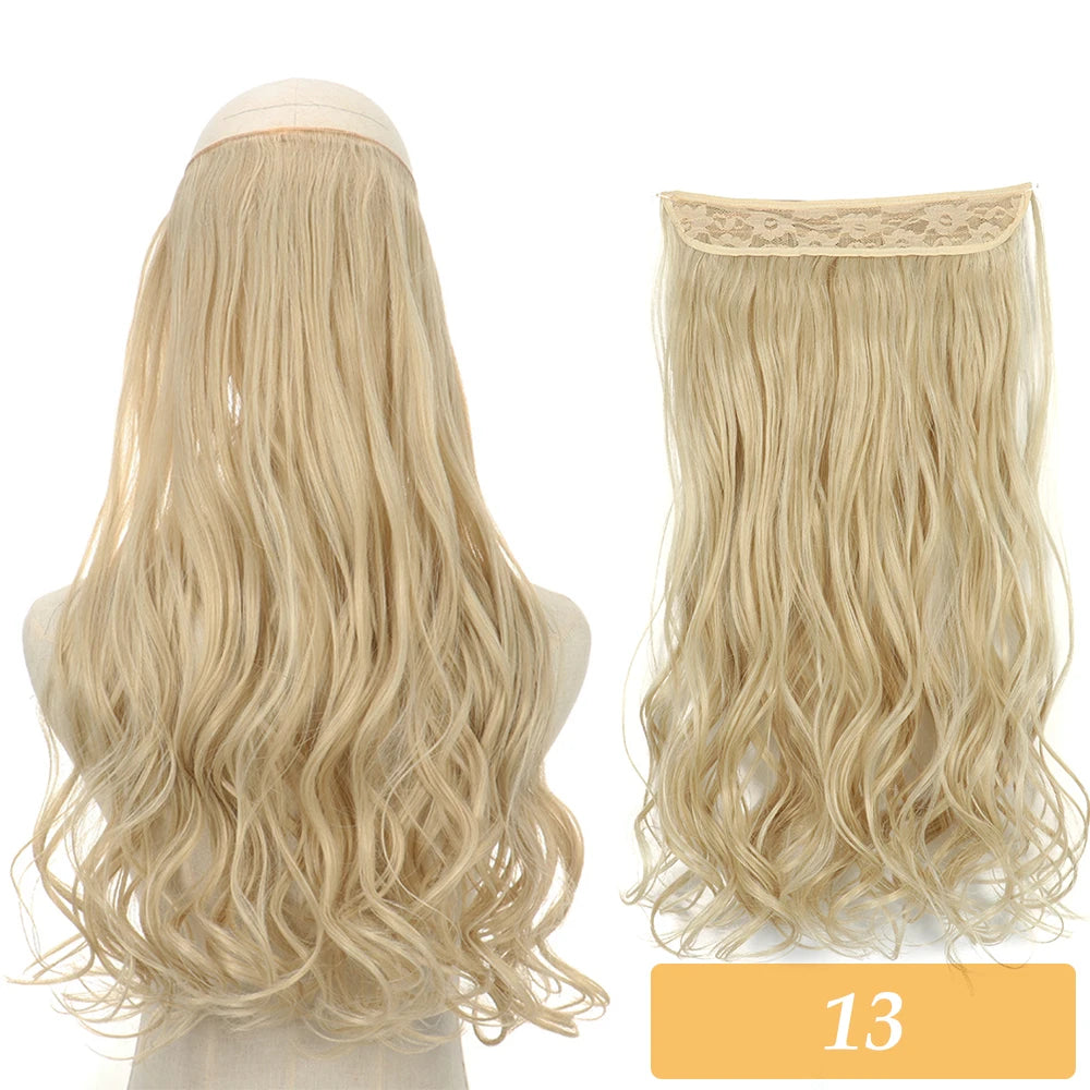 16" 22" Hair Extensions No Clip in Color Mixing Blonde Black Gray Synthetic Natural False Artificial Hair Piece For Women