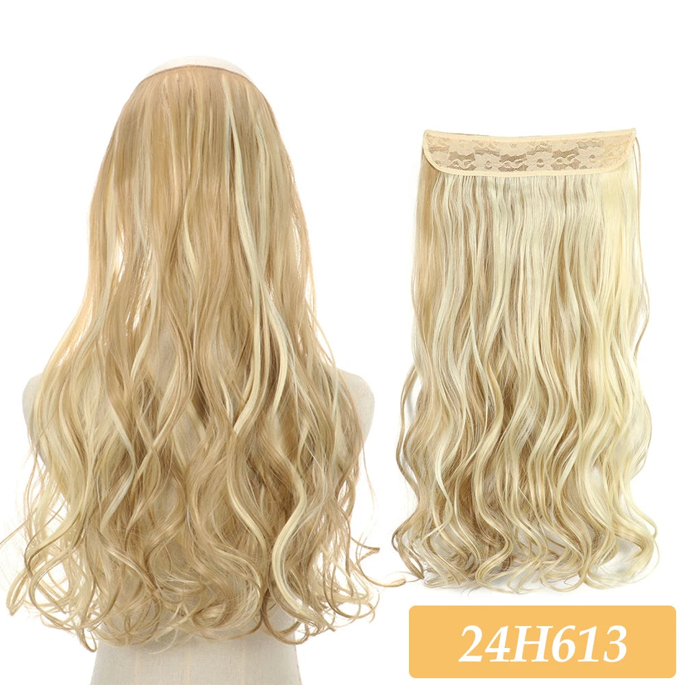 16" 22" Hair Extensions No Clip in Color Mixing Blonde Black Gray Synthetic Natural False Artificial Hair Piece For Women