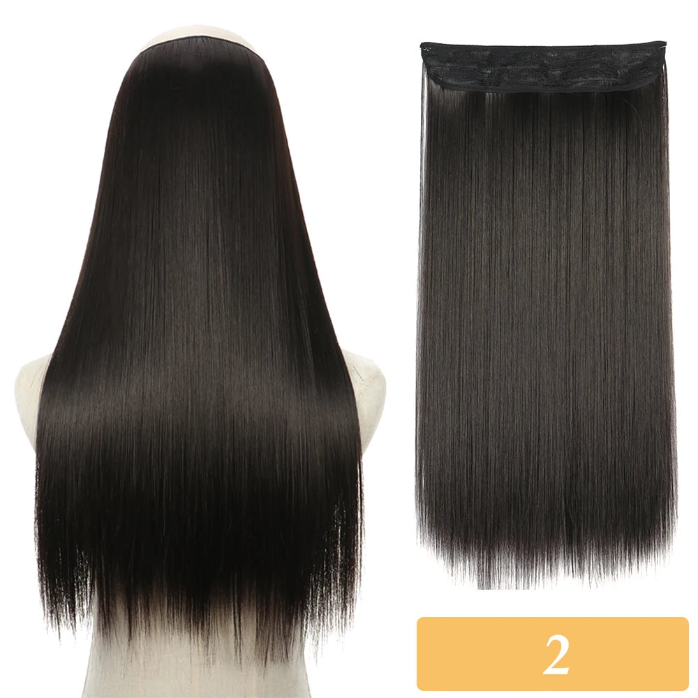 16" 22" Hair Extensions No Clip in Color Mixing Blonde Black Gray Synthetic Natural False Artificial Hair Piece For Women
