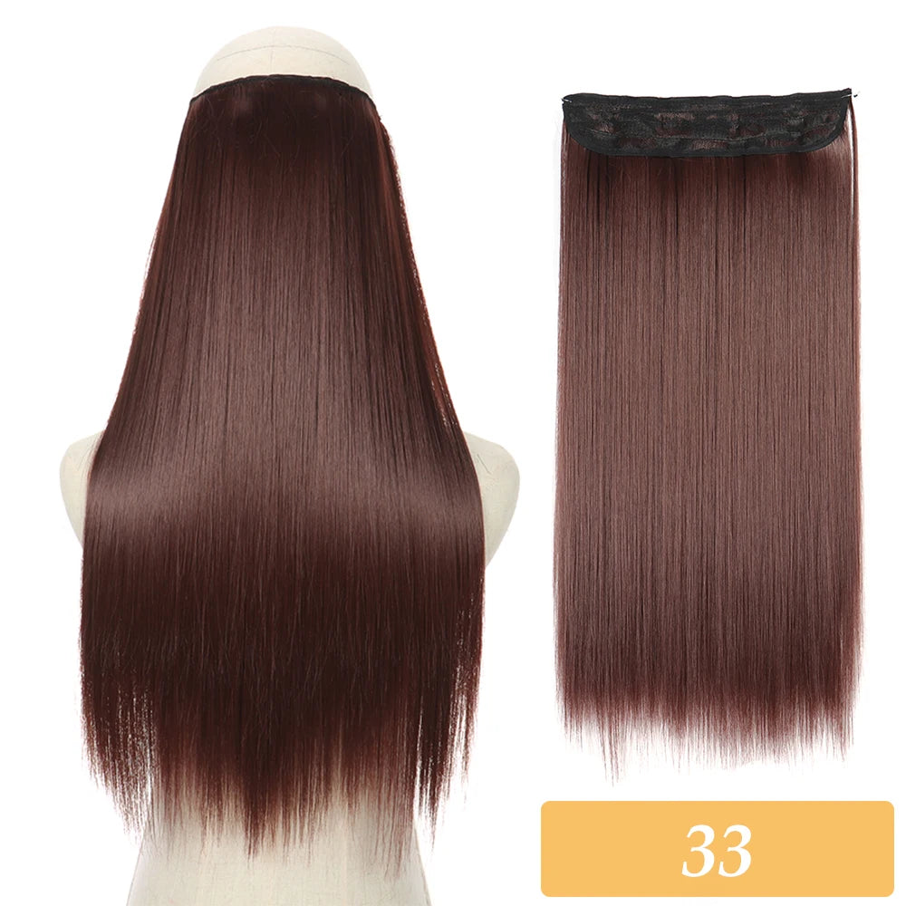 16" 22" Hair Extensions No Clip in Color Mixing Blonde Black Gray Synthetic Natural False Artificial Hair Piece For Women