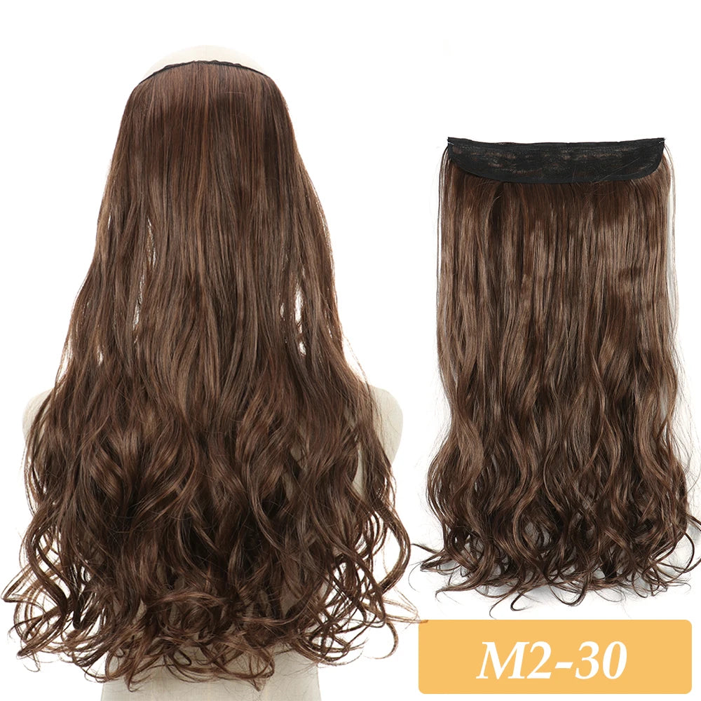 16" 22" Hair Extensions No Clip in Color Mixing Blonde Black Gray Synthetic Natural False Artificial Hair Piece For Women