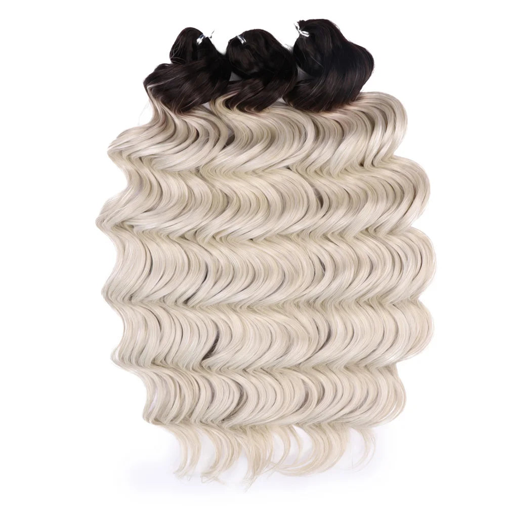 24 Inch Brown Blonde Pink Synthetic Body Loose Deep Wave Braiding Hair Extensions Water Wave Twist Crochet Curly Hair for Women