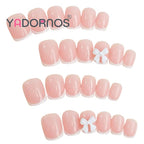 RUVIAA BEAUTY White French Press-On Nails with 3D Bow – Full Cover Fake Nails | 24PCS