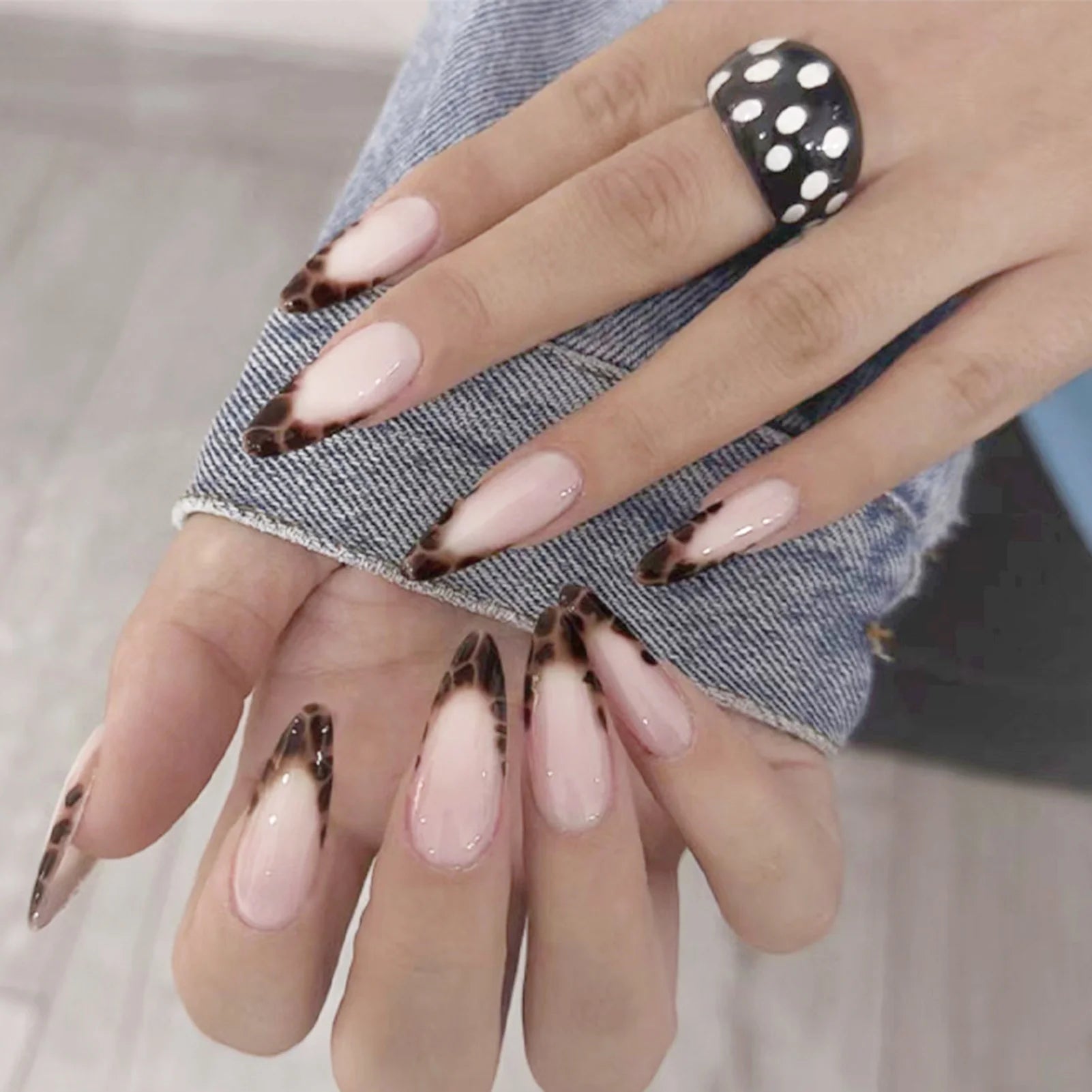 RUVIAA BEAUTY 24Pcs Pink French Press-On Nails – 3D Bowknot Short Square False Nails