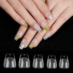 Ruviaa Beauty 120PCS Short Almond Oval Press-On Nails – Full Cover French Ballerina Fake Nail Tips