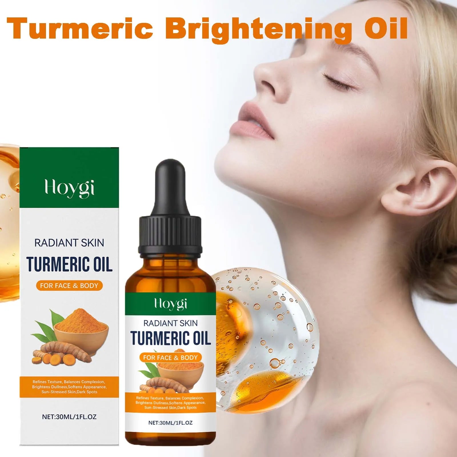Turmeric Brightening Oil Dark Spot Corrector Exfoliating Face Oil Even Skin Tone Nourishing Fades Sun Spots Body Face Skincare