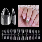Ruviaa Beauty 120PCS Short Almond Oval Press-On Nails – Full Cover French Ballerina Fake Nail Tips