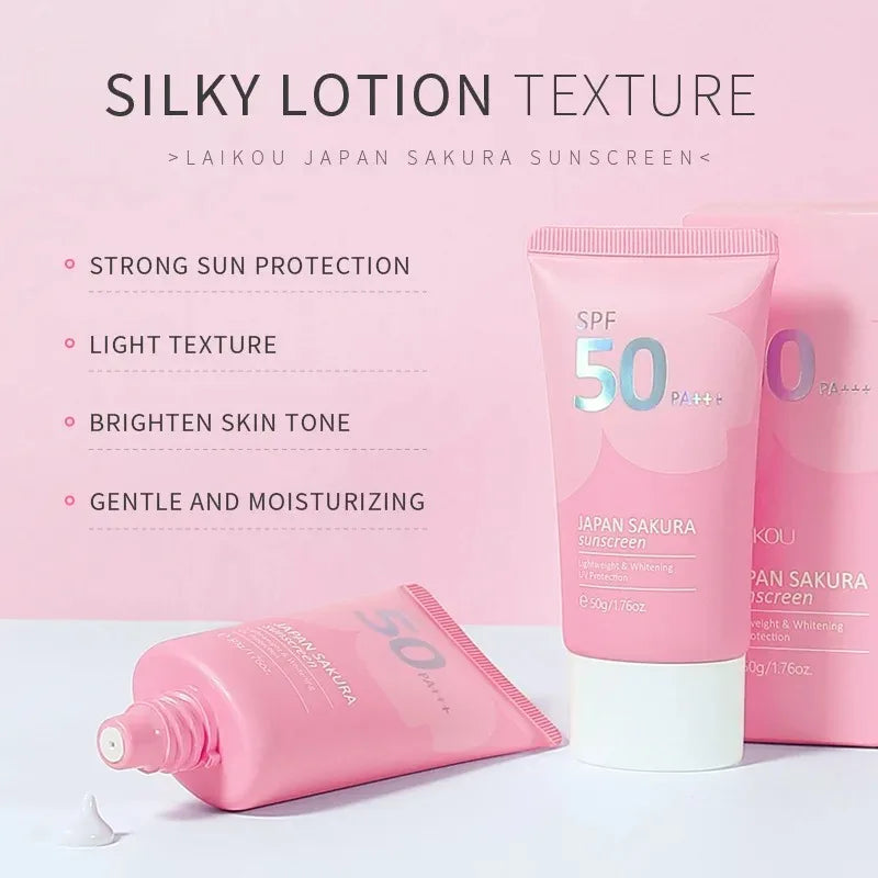 1/2pcs Sakura Sunscreen Cream Protector Facial Sun Block Spf50 Gel Isolation Lotion Cream Bleaching Creams Facial Moisturizer