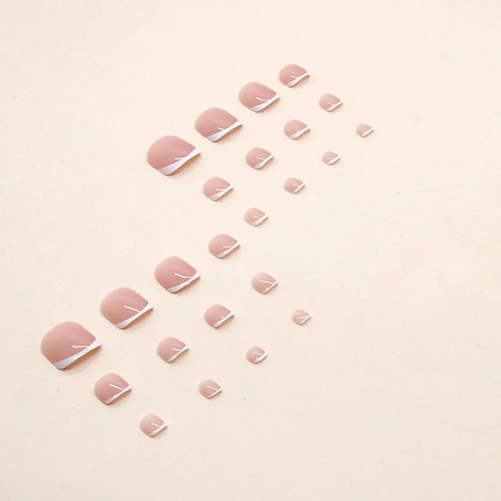 RUVIAA BEAUTY 24PCS Press-On Nails – Short Square Heart French Tips