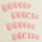 RUVIAA BEAUTY White French Press-On Nails with 3D Bow – Full Cover Fake Nails | 24PCS