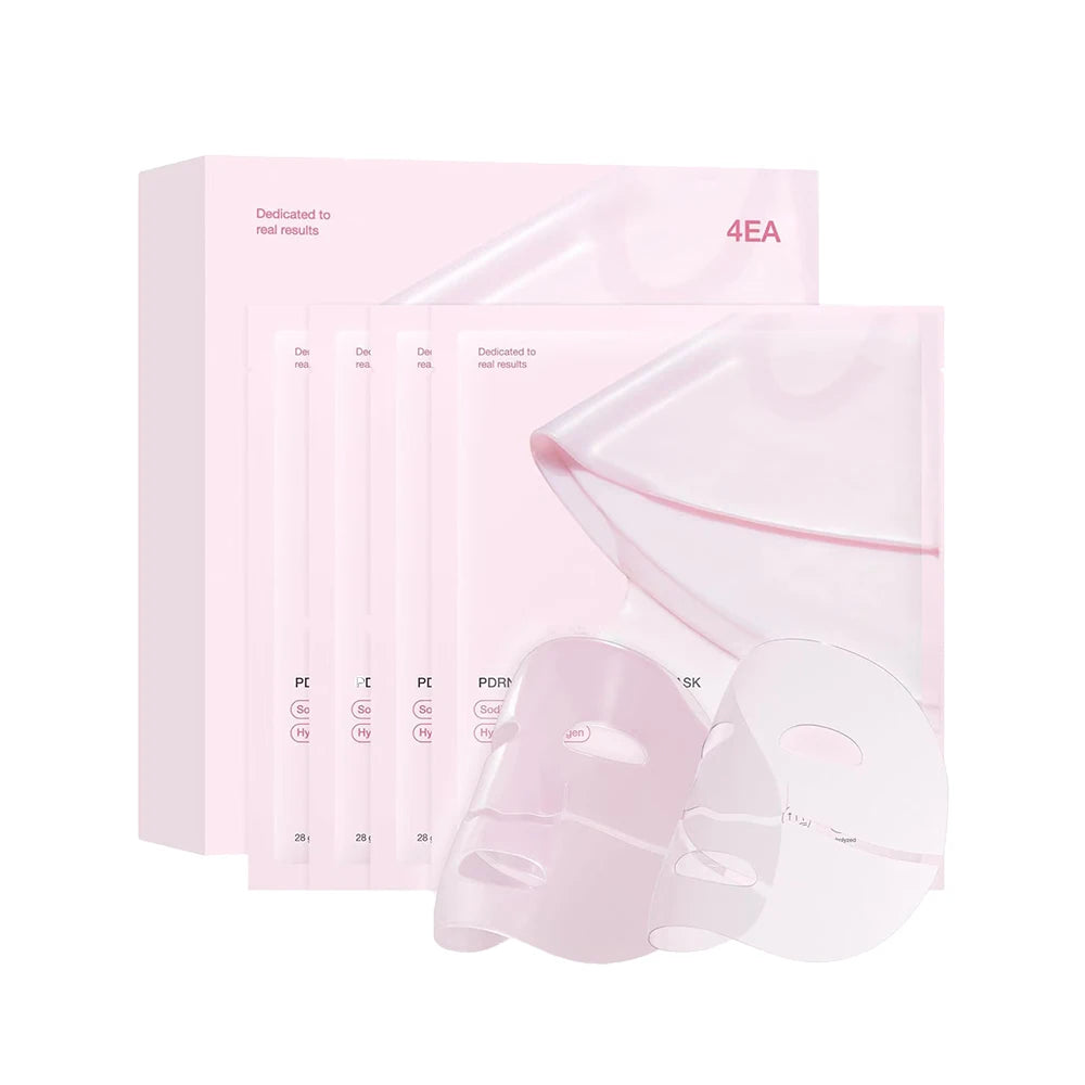 RUVIAA BEAUTY 4pcs PDRN Pink Collagen Gel Masks – Niacinamide Brightening, Moisturizing & Firming Skin Care