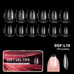 RUVIAA BEAUTY Luxury Soft Gel False Nail Tips – Semi-Matte Almond French Coffin Full Cover Extensions