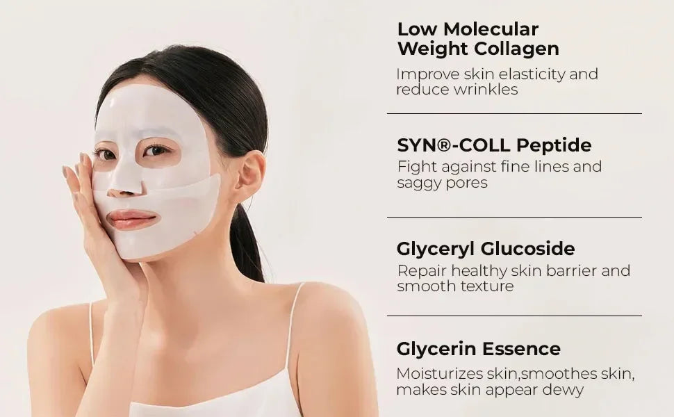 RUVIAA BEAUTY Deep Collagen Anti-Wrinkle Face Mask – Overnight Lifting, Firming & Moisturizing (5 Pack)