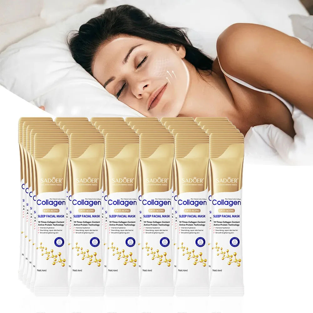RUVIAA BEAUTY 30PCS Collagen Sleeping Facial Masks – Moisturizing, Brightening & Firming Skincare