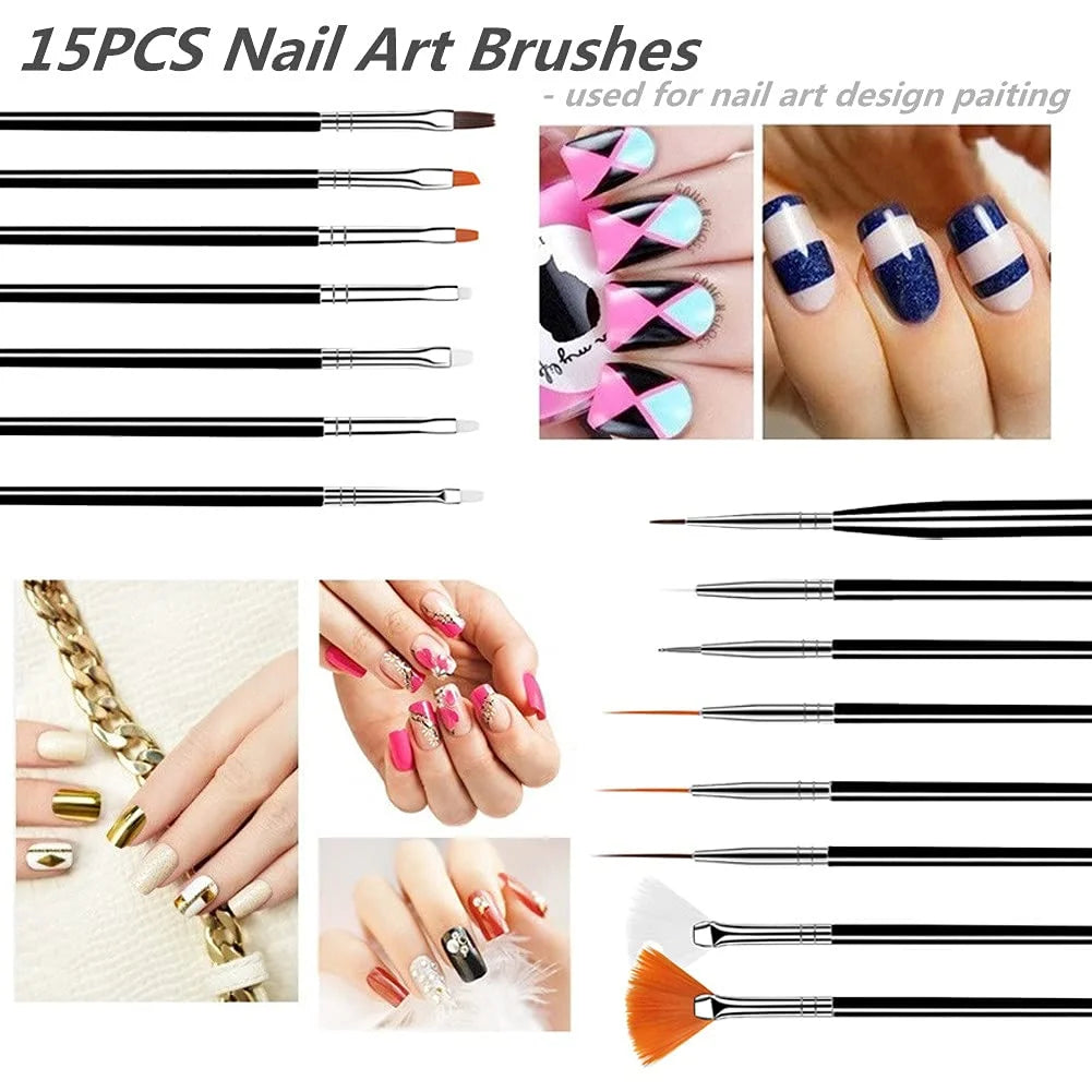 RUVIAA BEAUTY Professional Nail Art Brush Set | Premium Manicure Tools & Supplies for Nail Technicians