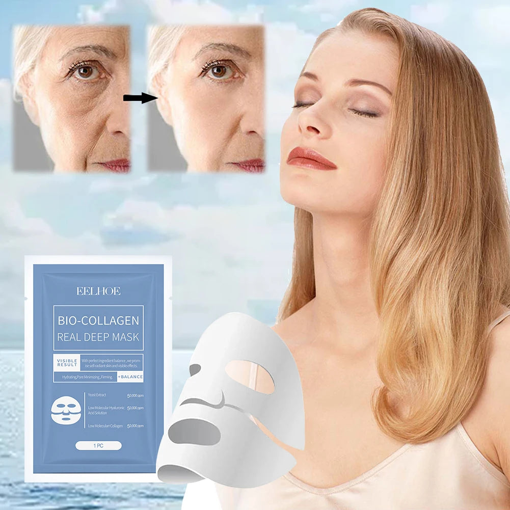 BioCollagen Real Deep Moisturizing Mask Anti-Wrinkle Lifting Face Mask with Hydrolyze Collagen Soluble Collagen Sheet Mask