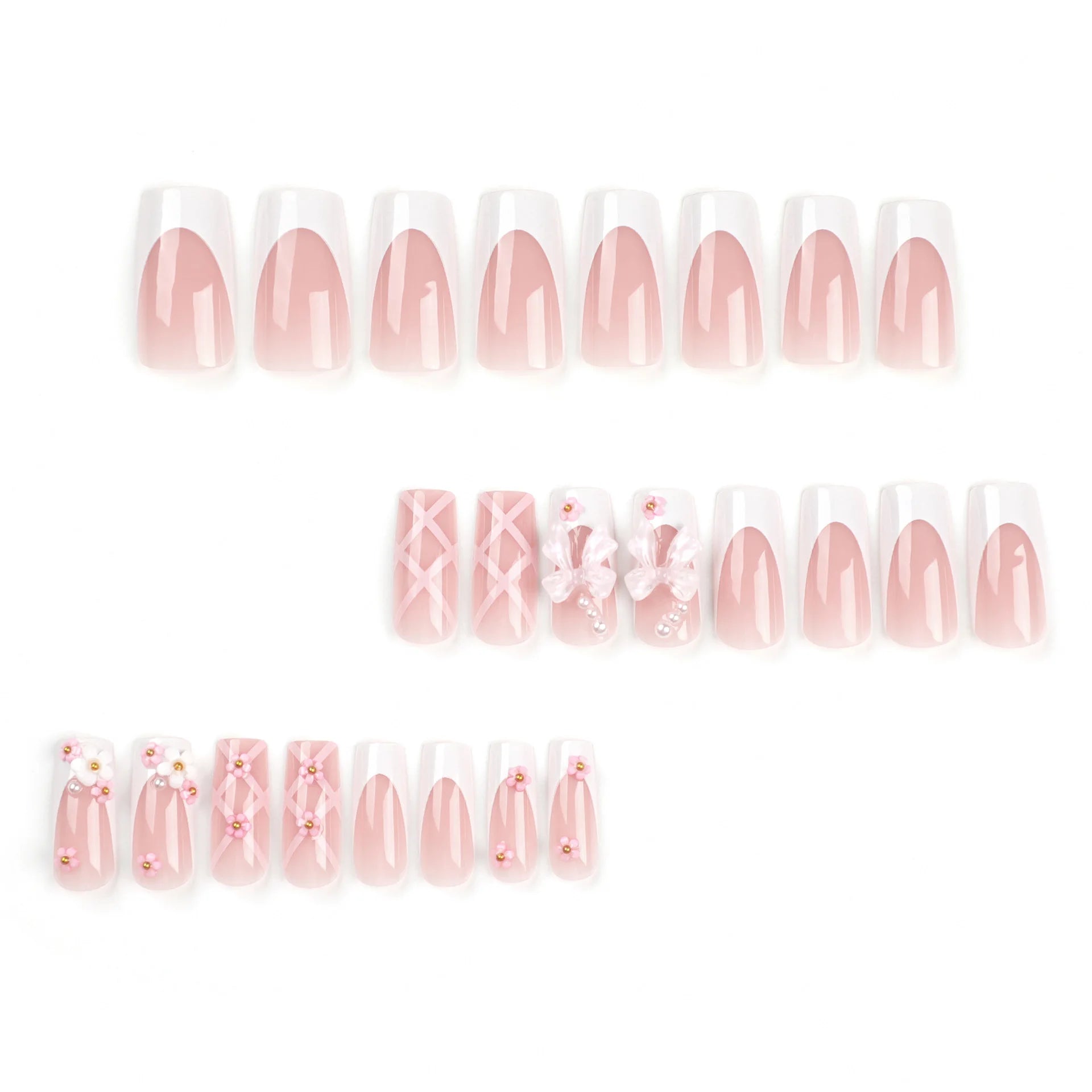 RUVIAA BEAUTY 24PCS Coffin Shaped Press-On Nails with Glue & File