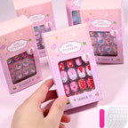 RUVIAA BEAUTY 120Pcs Kids Cartoon Press-On Nails – Kawaii Acrylic Full Cover Short False Nails with Jelly Glue