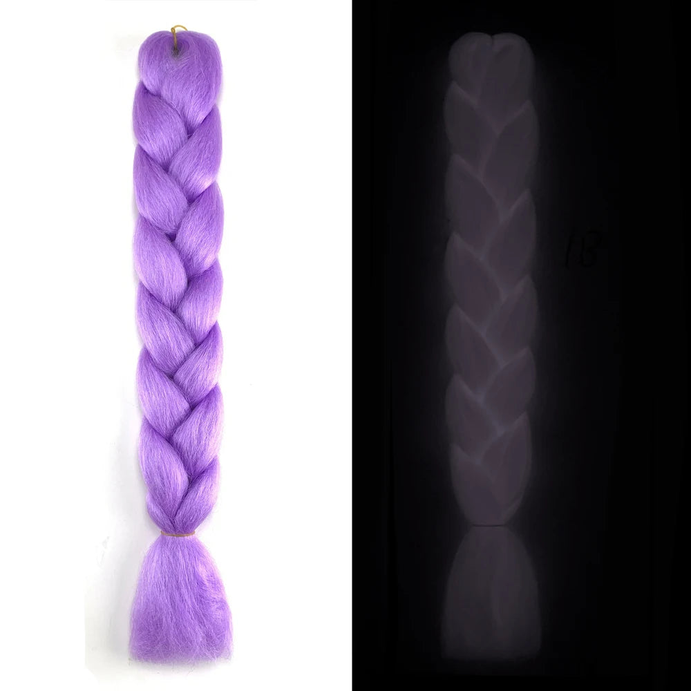 Neon Glowing Hair 24 Inch Ombre Braiding Hair Extensions Jumbo Braid Dark Luminous Braided Pink Green