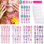 RUVIAA BEAUTY 120Pcs Kids Cartoon Press-On Nails – Kawaii Acrylic Full Cover Short False Nails with Jelly Glue