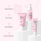 3pcs/set LAIKOU Skin Care Set Vitamin C Sakura Snail Essence Serum & Eye Cream & Face Cream Moisturizer Travel Size Skincare Set