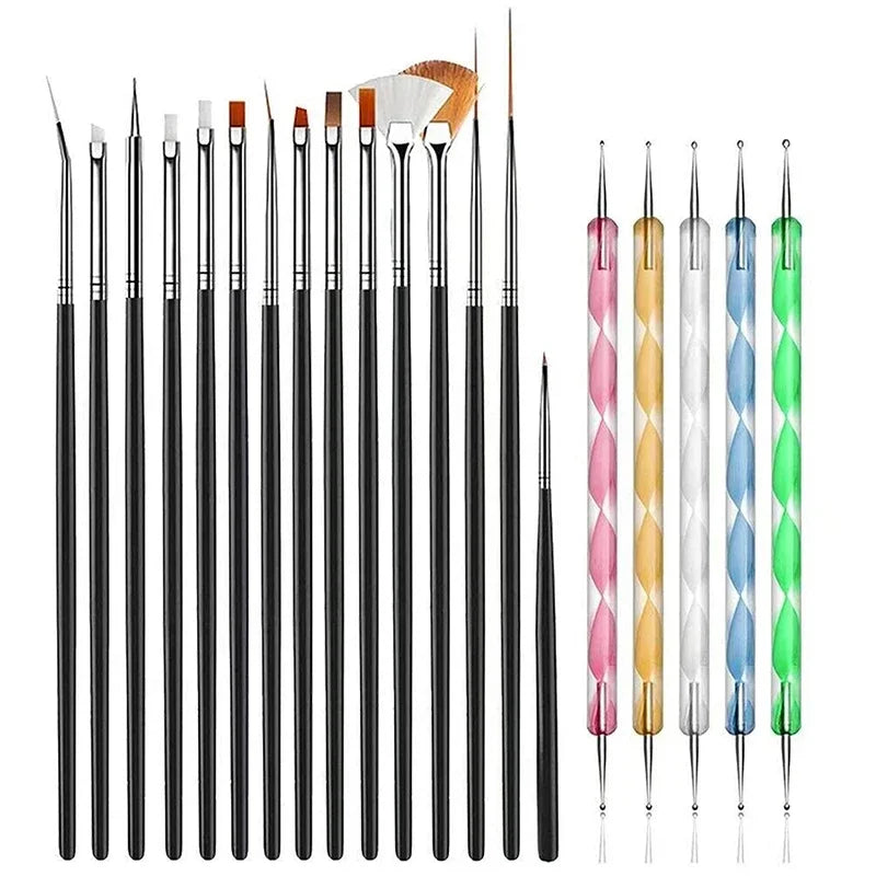RUVIAA BEAUTY Professional Nail Art Brush Set | Premium Manicure Tools & Supplies for Nail Technicians