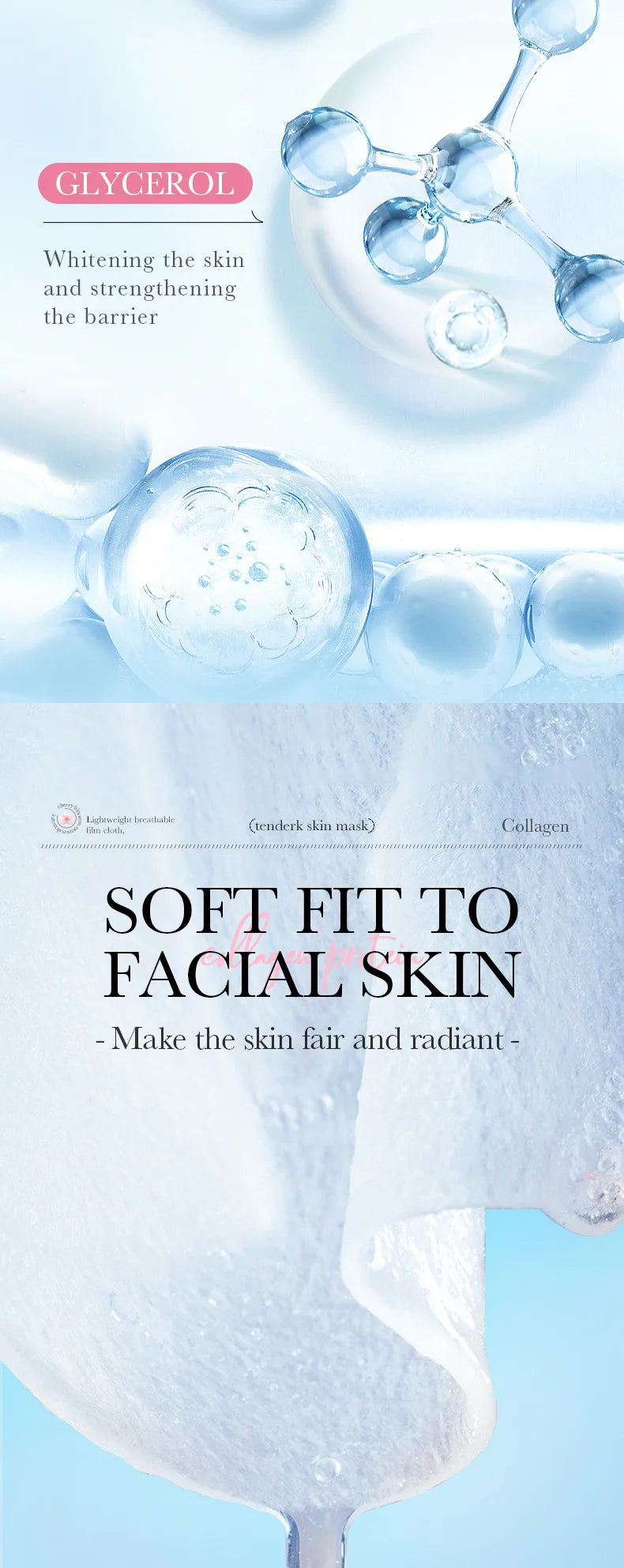 RUVIAA BEAUTY 5pcs Sakura Face Masks – Moisturizing, Brightening & Hydrating Collagen Sheet Mask