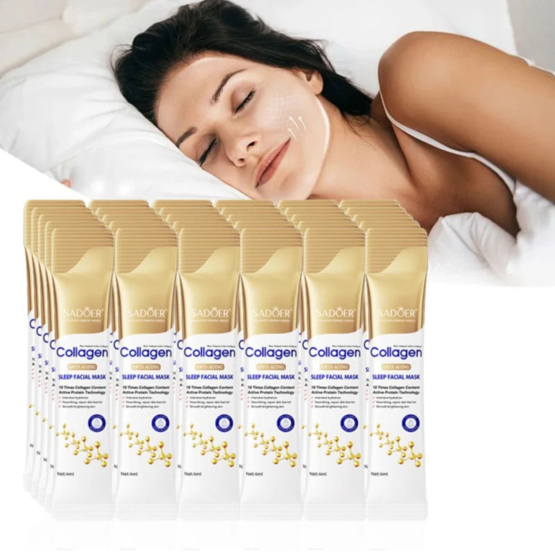 RUVIAA BEAUTY 30PCS Collagen Sleeping Facial Masks – Moisturizing, Brightening & Firming Skincare