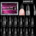 RUVIAA BEAUTY Luxury Soft Gel False Nail Tips – Semi-Matte Almond French Coffin Full Cover Extensions