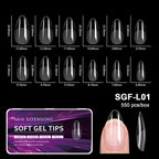 RUVIAA BEAUTY Luxury Soft Gel False Nail Tips – Semi-Matte Almond French Coffin Full Cover Extensions